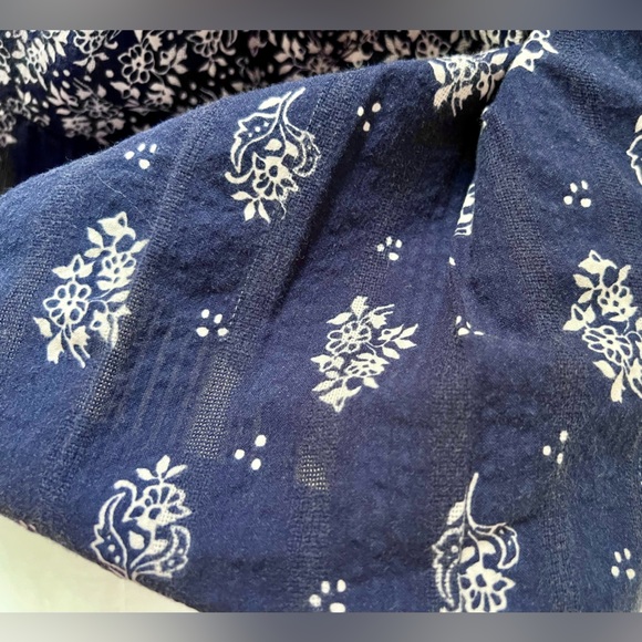 Anthropologie Maeve Carlita Tierd Tunic Dress Cotton Blue Floral Mini Boho - Picture 10 of 13